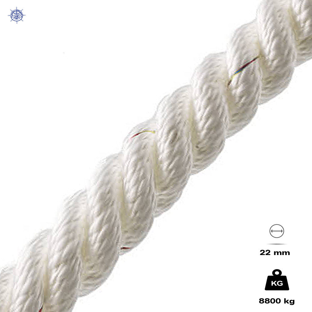 Polyester Superieur gedreht, Festmacherleine, weiss, 22mm