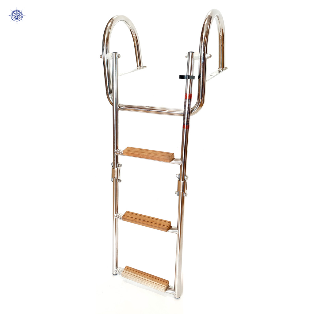 Badeleiter Inox mit Holzstufen 3 Tritt