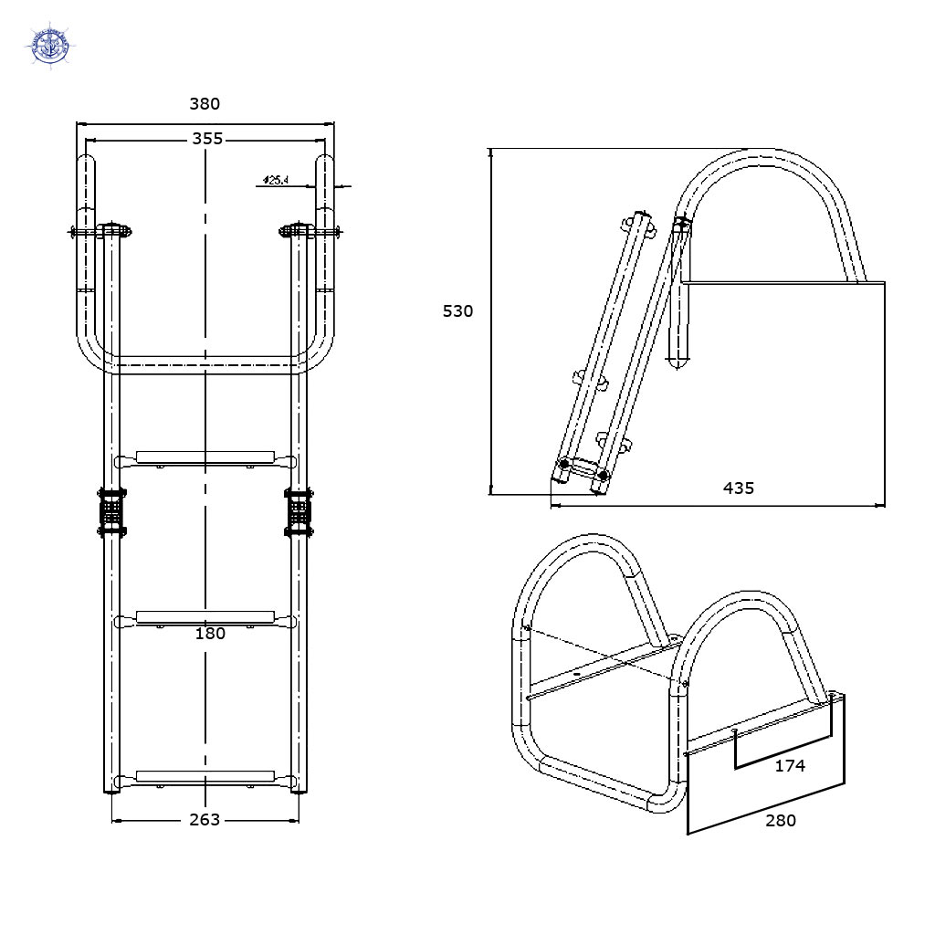 Badeleiter Inox mit Holzstufen 3 Tritt – Bild 5