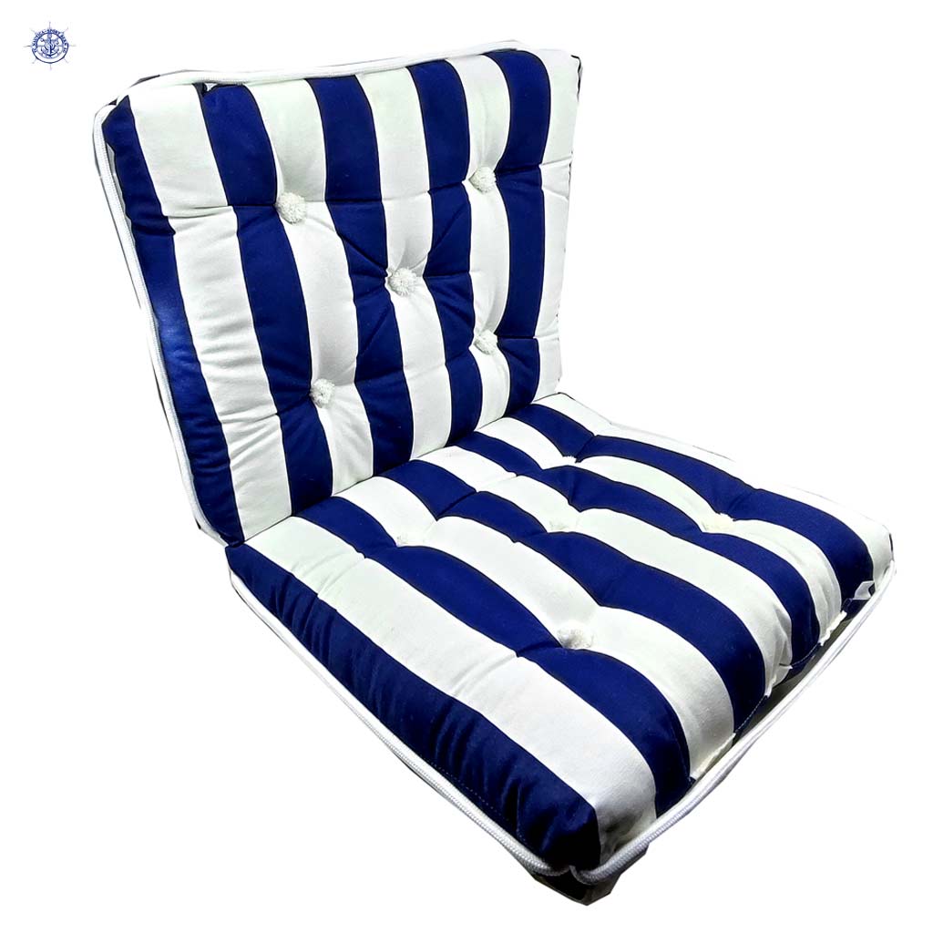Coussin kapok double , blanc-navy