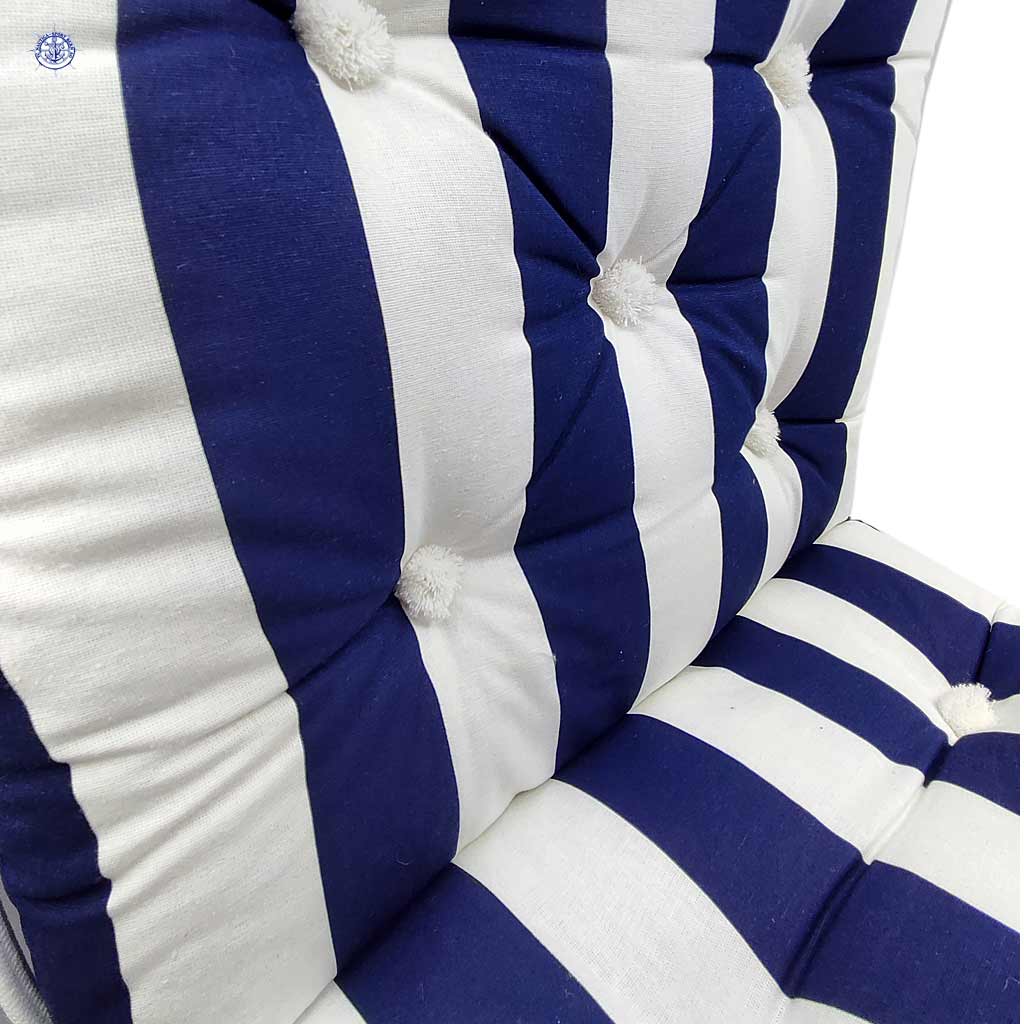 Coussin kapok double , blanc-navy – Image 2