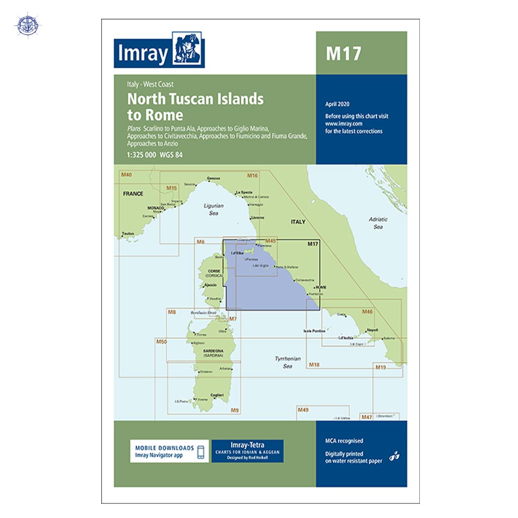 Imray Carte marine M17 North Tuscan Islands to Rome