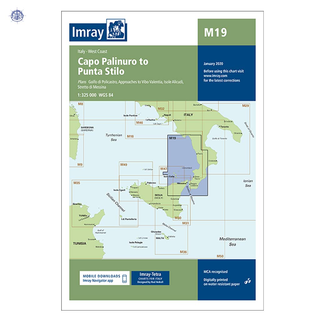 Imray Carte marine M19 Capo Palinuro to Punta Stilo