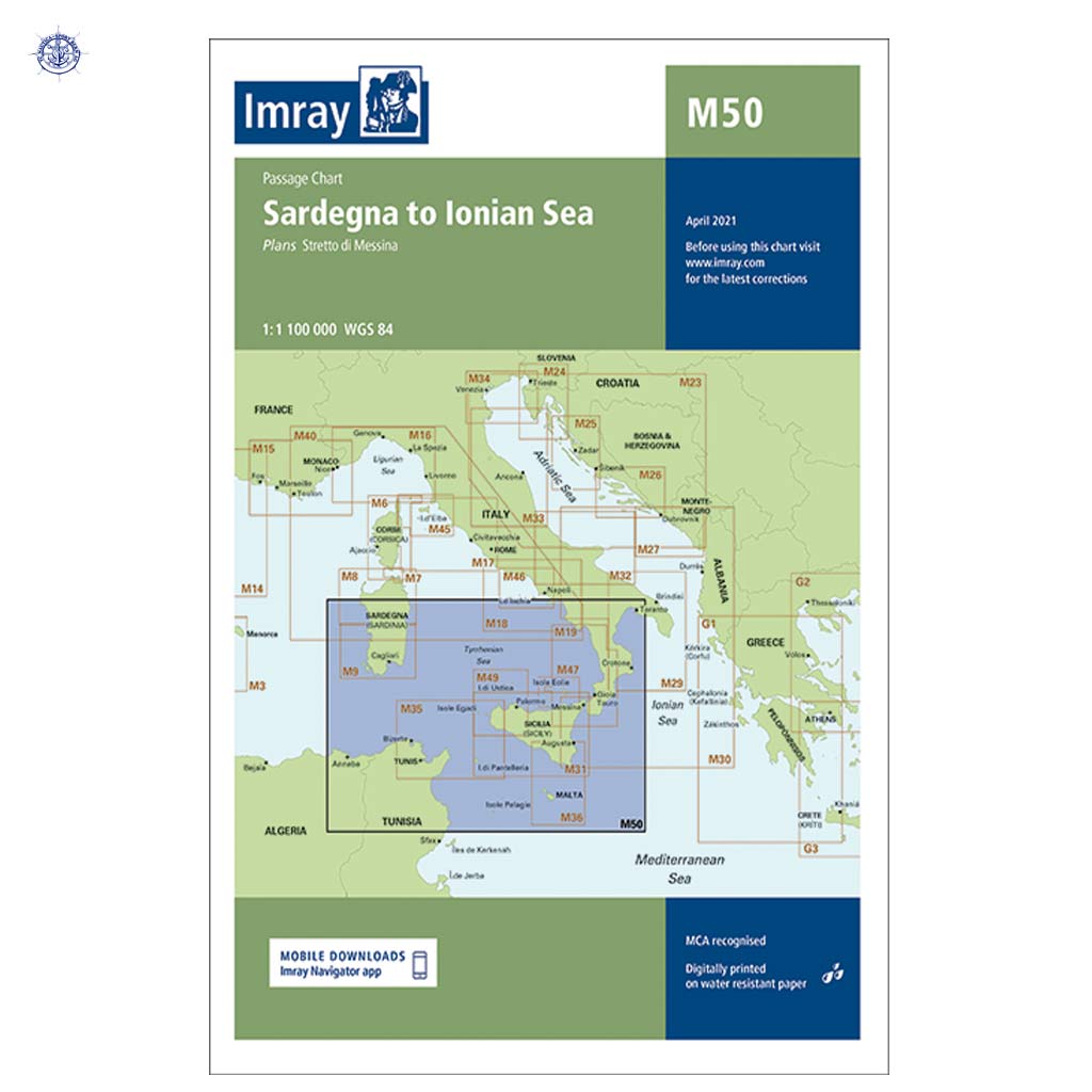 Carte marine Imray M50 Sardegna to Ionian Sea