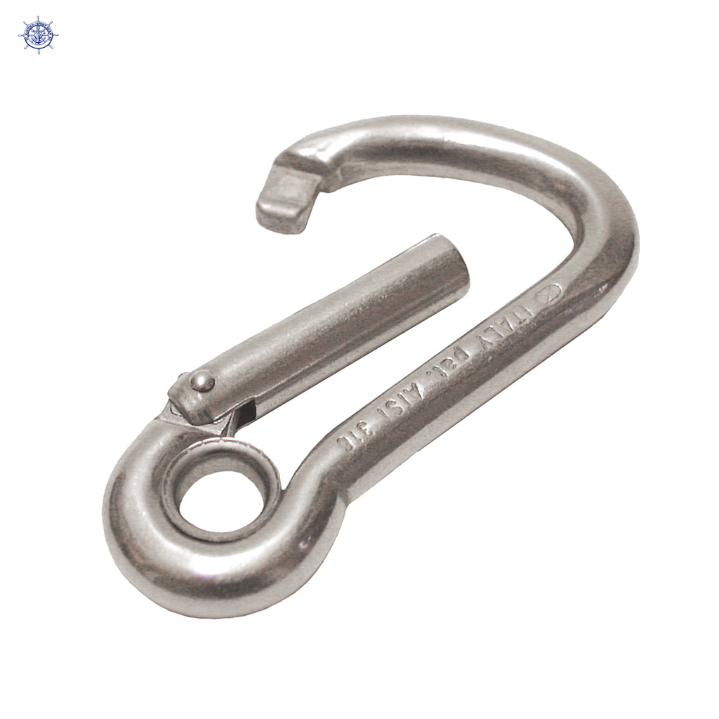 Mousquetons, acier inox, avec oeil, 100x10x18 mm
