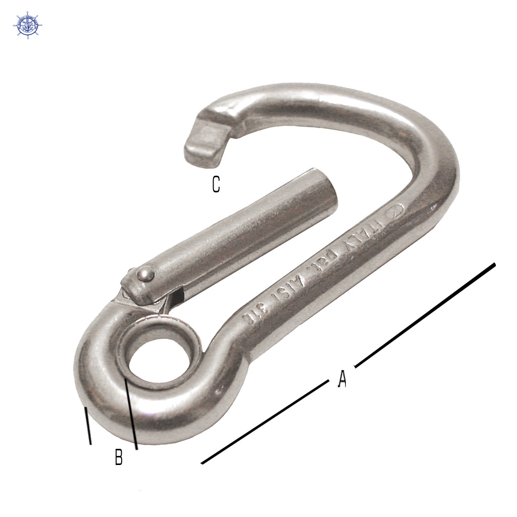 Mousquetons, acier inox, avec oeil, 100x10x18 mm – Image 2