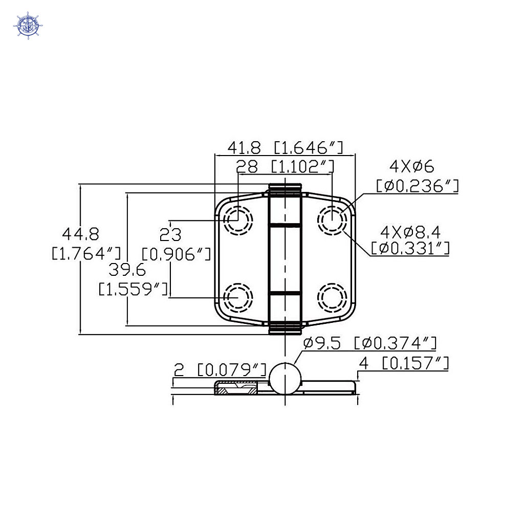 Scharnier mit Abdeckung 21+21x45 mm – Bild 2