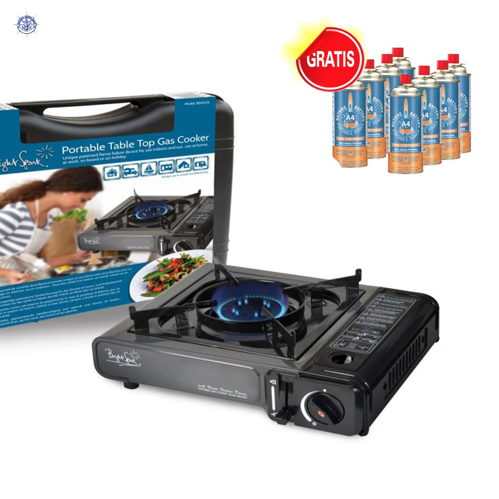 Bright Spark Réchaud anthracite + 2 paq de 4 cartouches de gaz