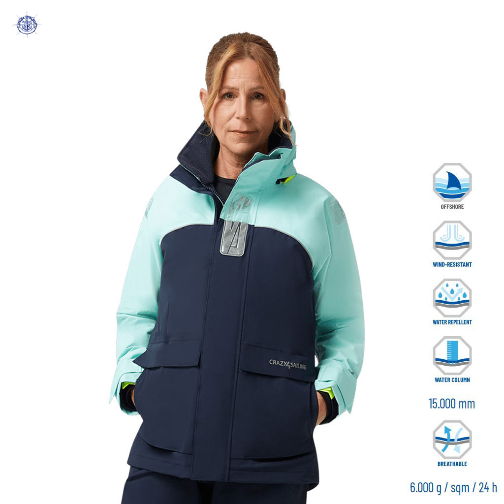 C4S Seglerjacke Offshore Bergen Ladies-navy-türkis